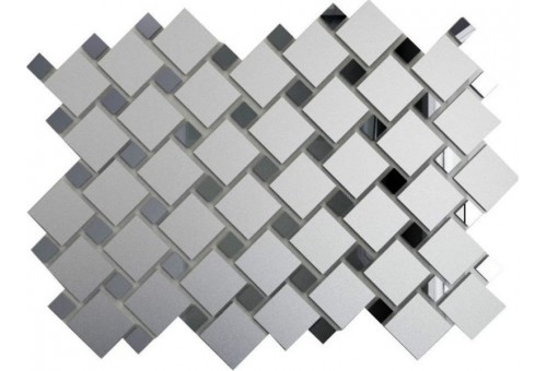 Зеркальная мозаика Серебро/Графит С70Г30 с чипом 25х25 и 12х12