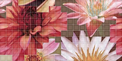 Mosaico Crema Flor 1